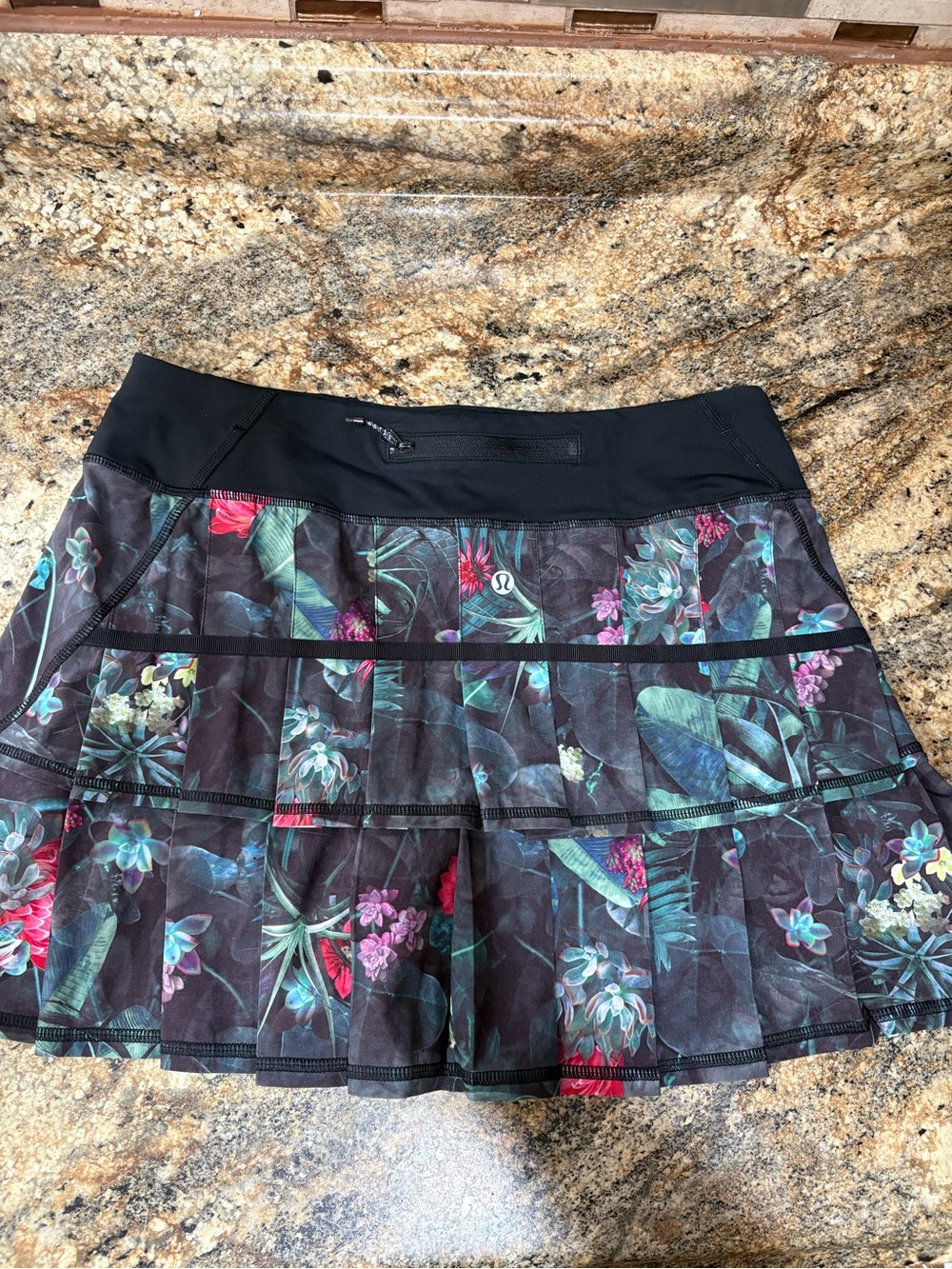 lululemon athletica Black Floral Pleated Athletic Skort